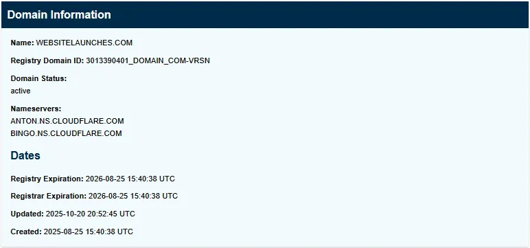 Domain Info from icann.org