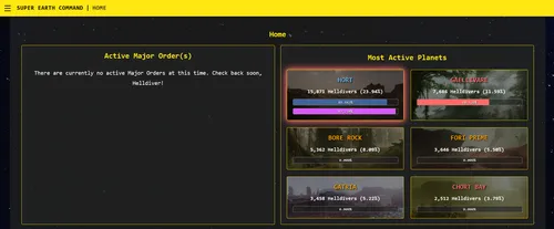 Screenshot of Helldivers 2 War Data Site