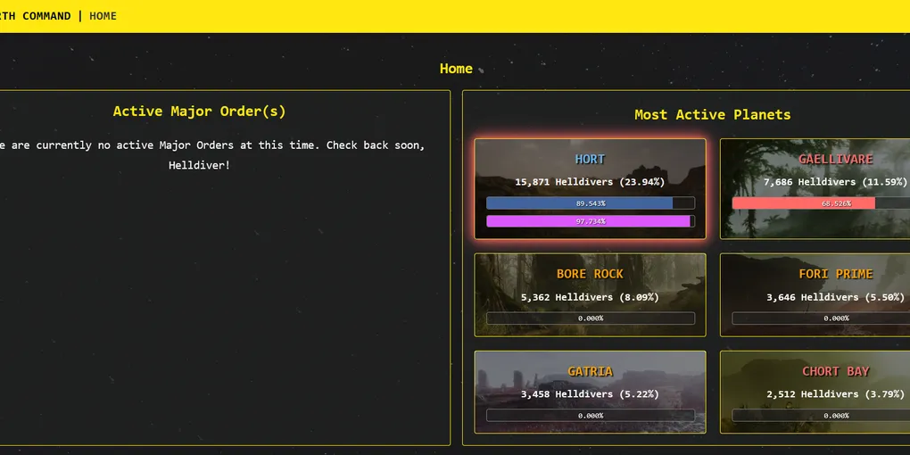 Screenshot of Helldivers 2 War Data Site